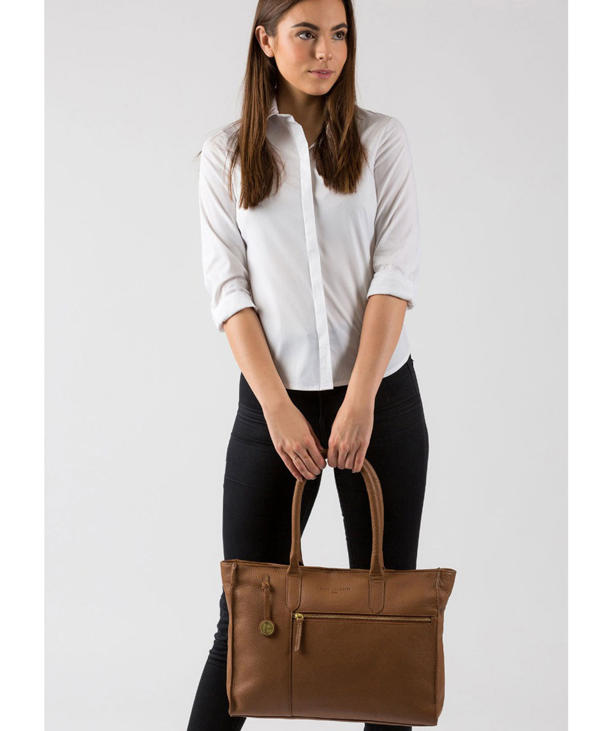 'Bexley' Dark Tan Leather Tote Bag