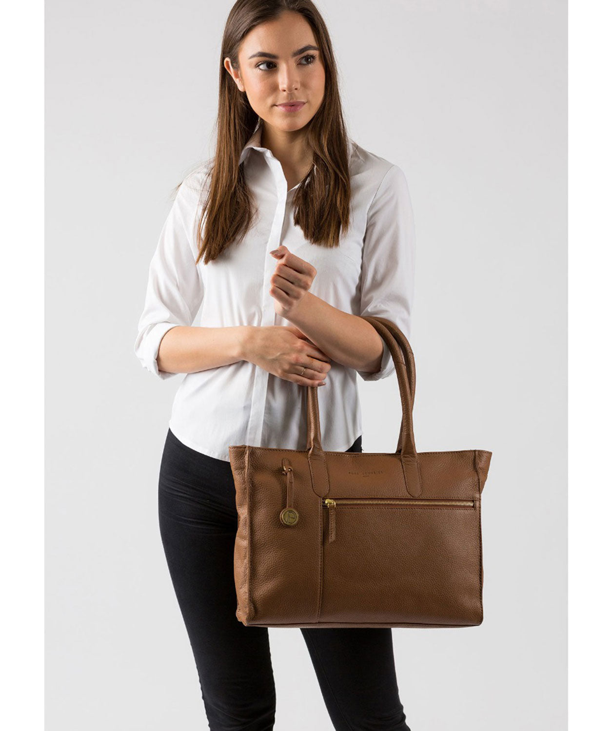 'Bexley' Dark Tan Leather Tote Bag