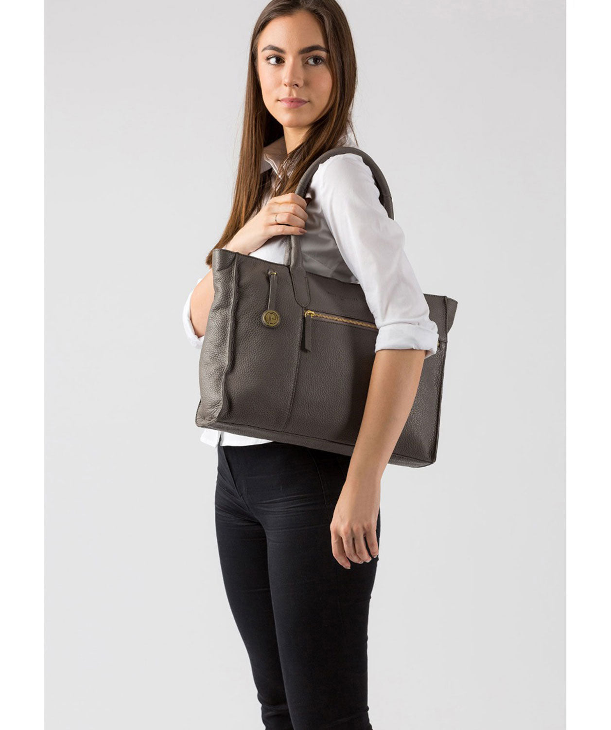 'Bexley' Grey Leather Tote Bag