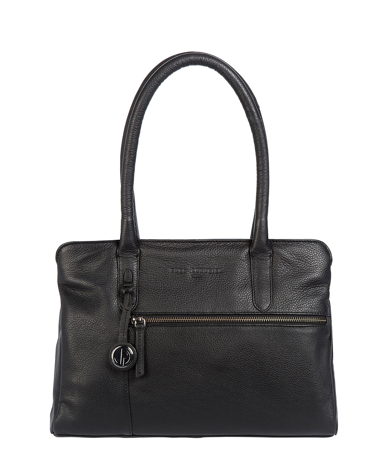 'Darley' Black Leather & Platinum-Coloured Detail Handbag