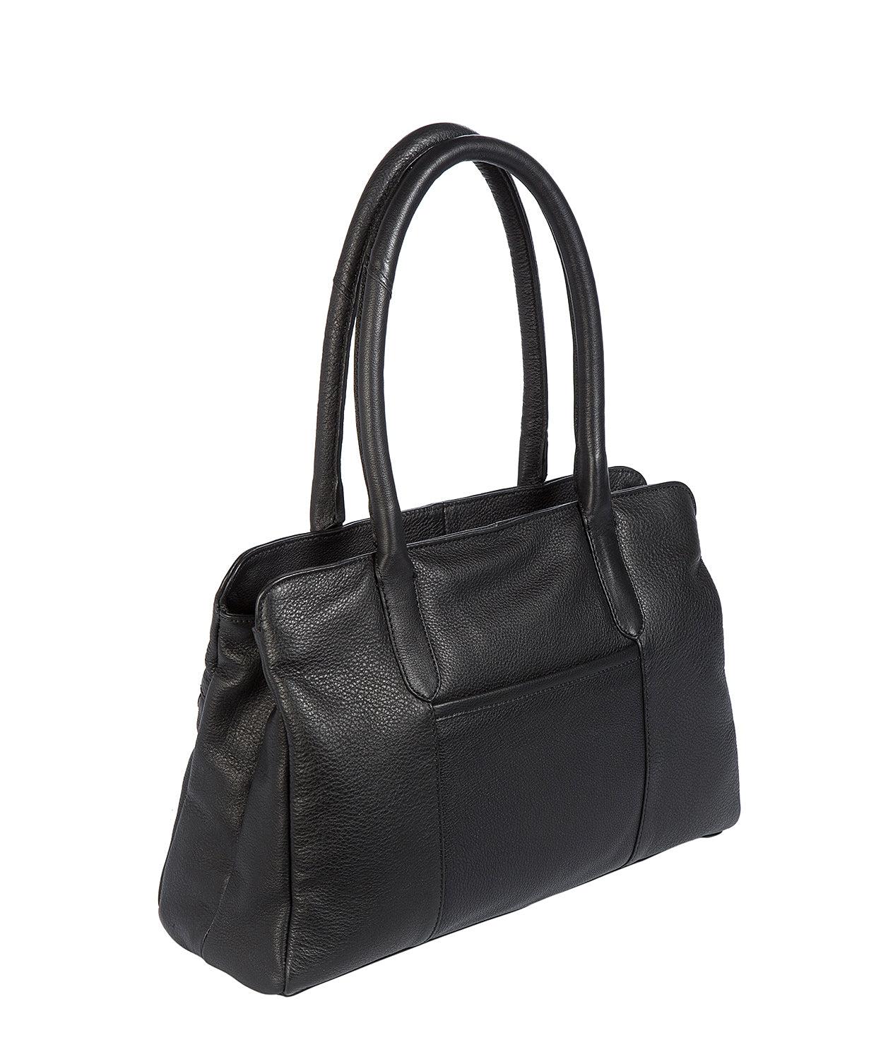 'Darley' Black Leather & Platinum-Coloured Detail Handbag