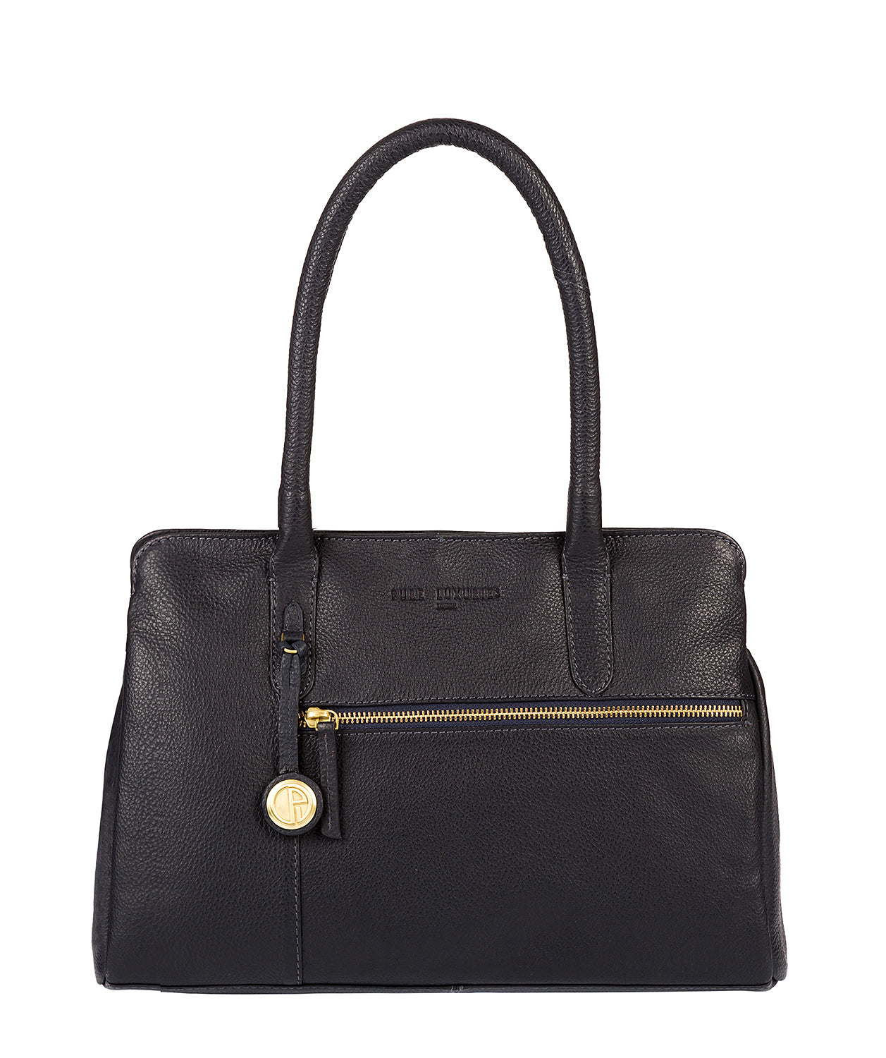 'Darley' Navy Leather & Gold-Coloured Detail Handbag