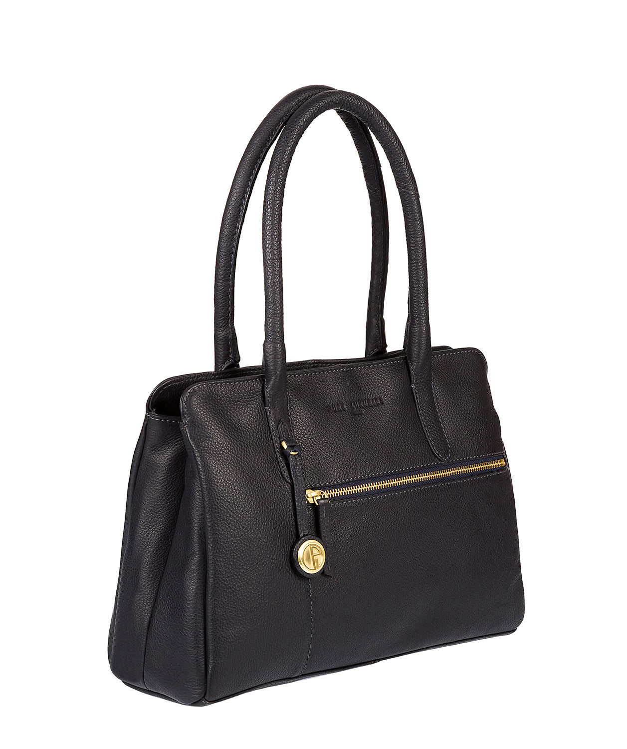 'Darley' Navy Leather & Gold-Coloured Detail Handbag