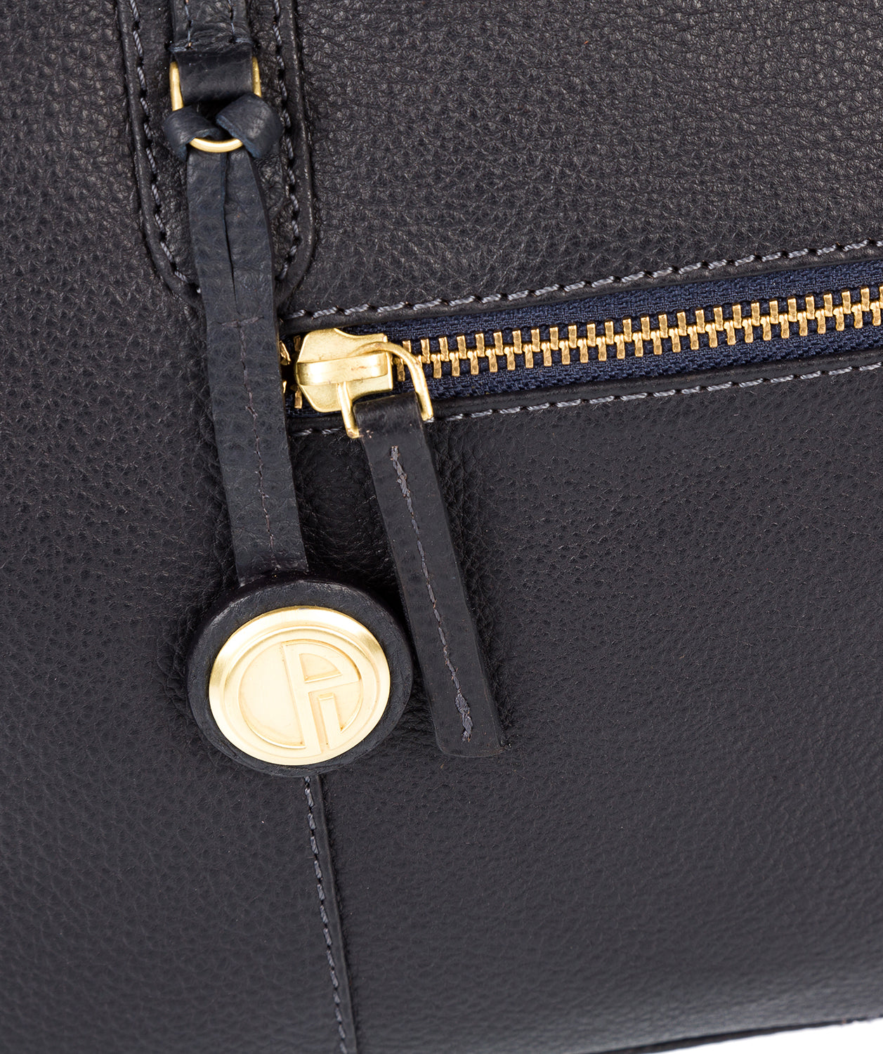 'Darley' Navy Leather & Gold-Coloured Detail Handbag