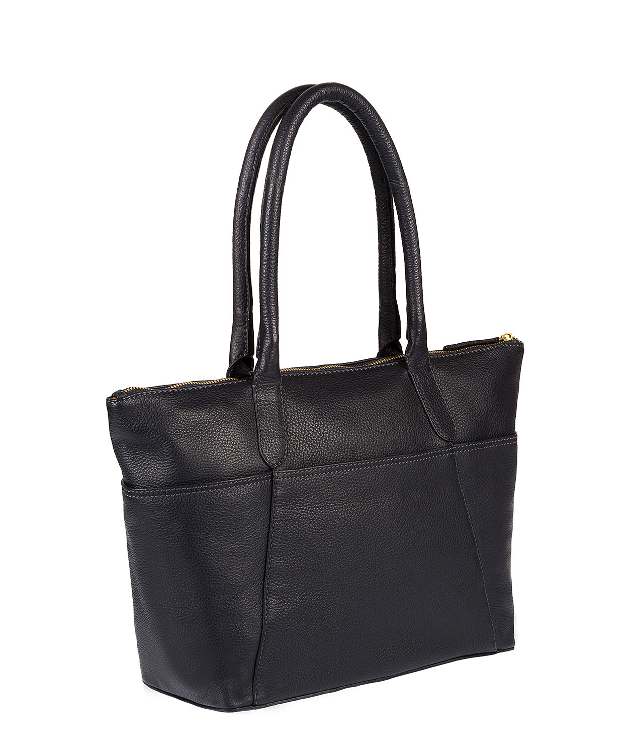 'Eton' Navy & Gold-Coloured Detail Leather Tote Bag