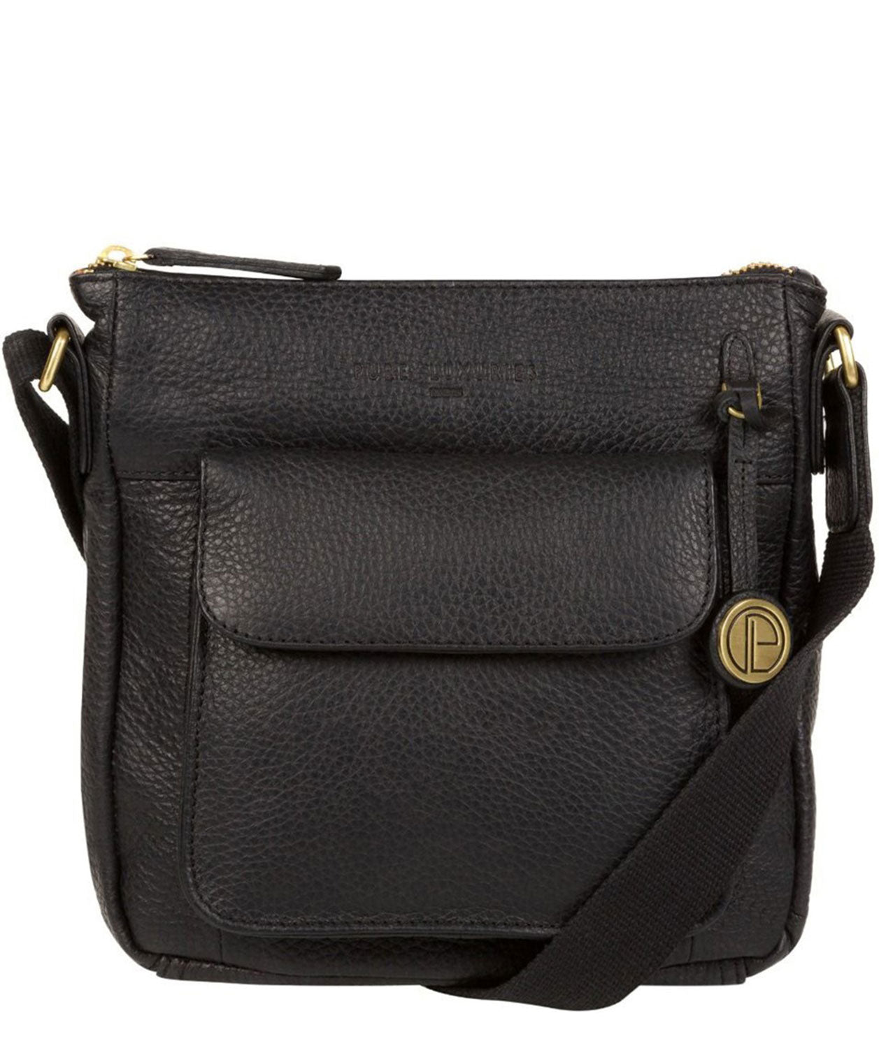 'Fleet' Black & Gold Leather Cross Body Bag