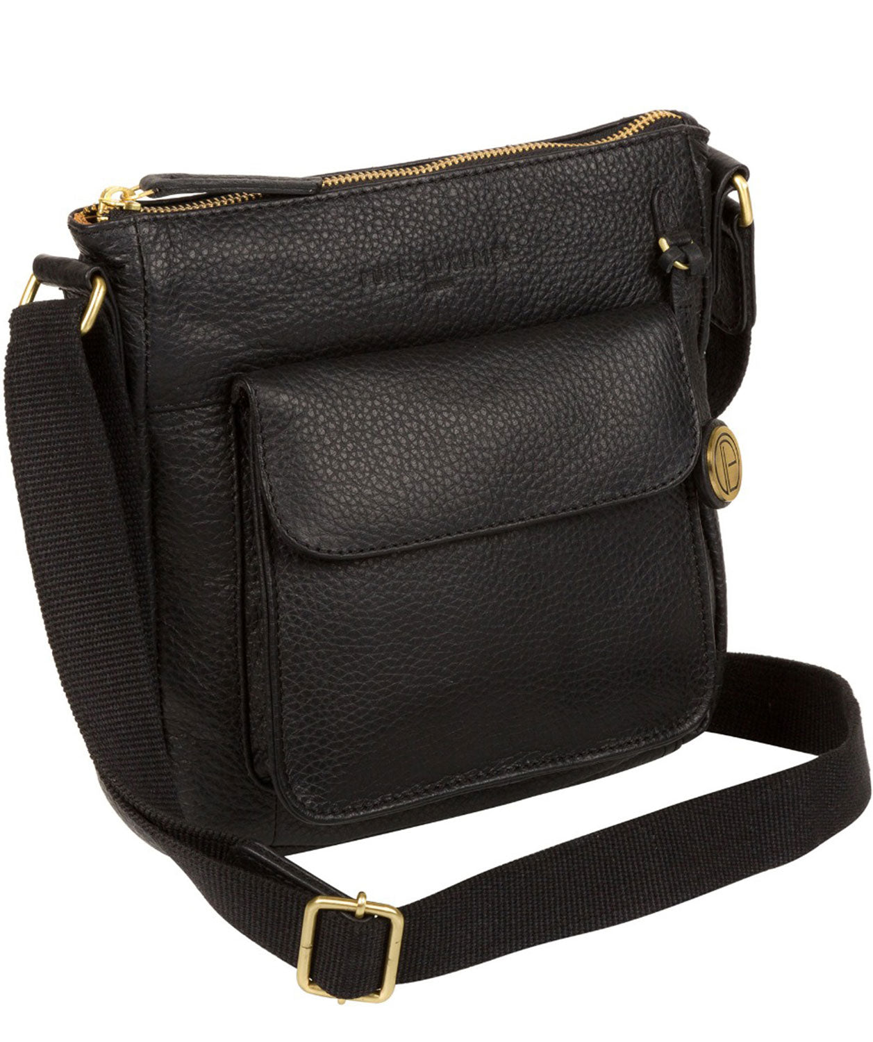 'Fleet' Black & Gold Leather Cross Body Bag