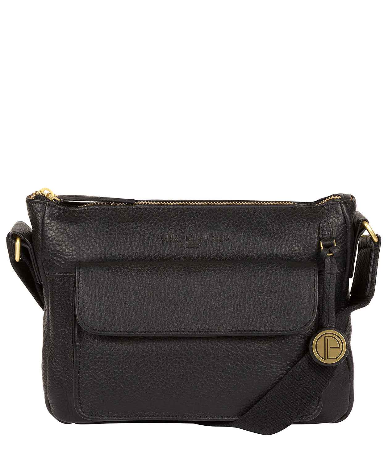 'Guildford' Black & Gold Leather Cross Body Bag