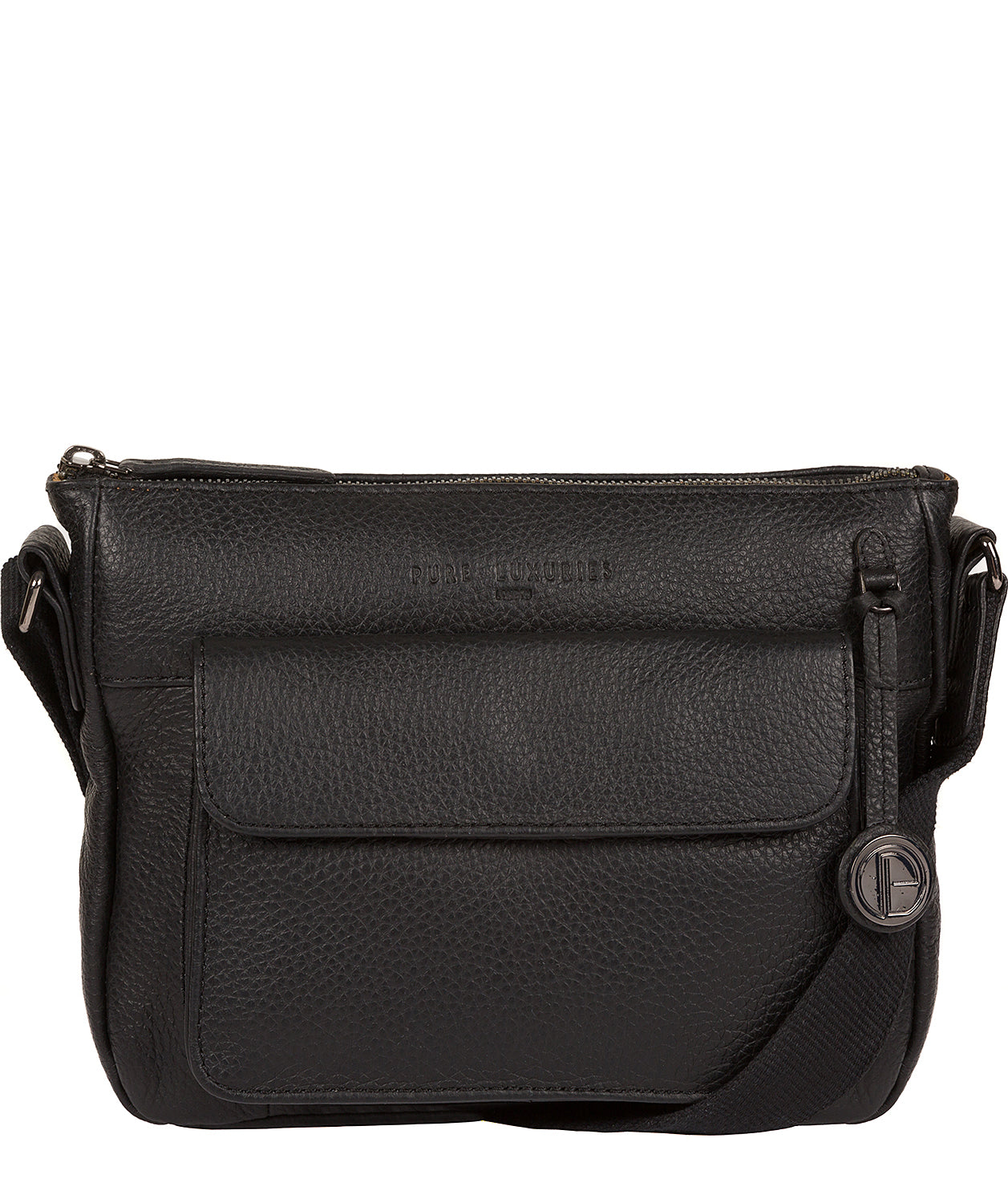 'Guildford' Black & Platinum-Coloured Detail Leather Bag