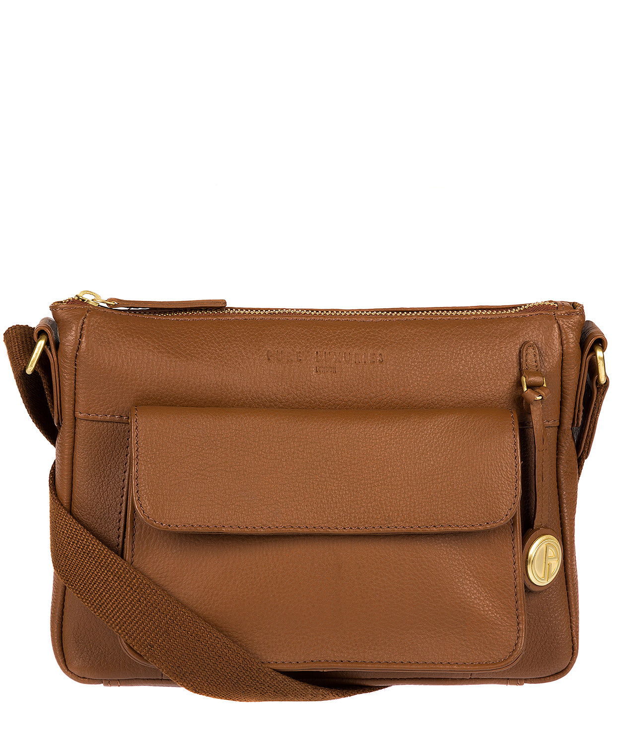 'Guildford' Tan & Gold Leather Cross Body Bag