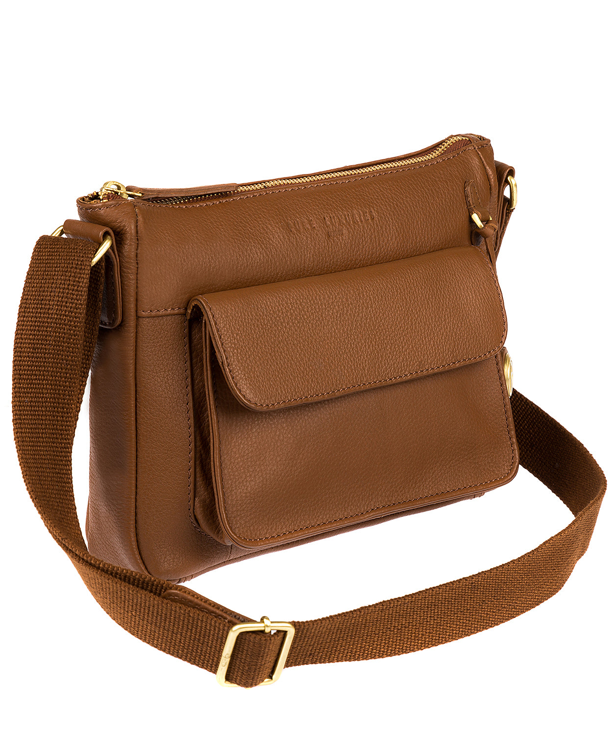 'Guildford' Tan & Gold Leather Cross Body Bag