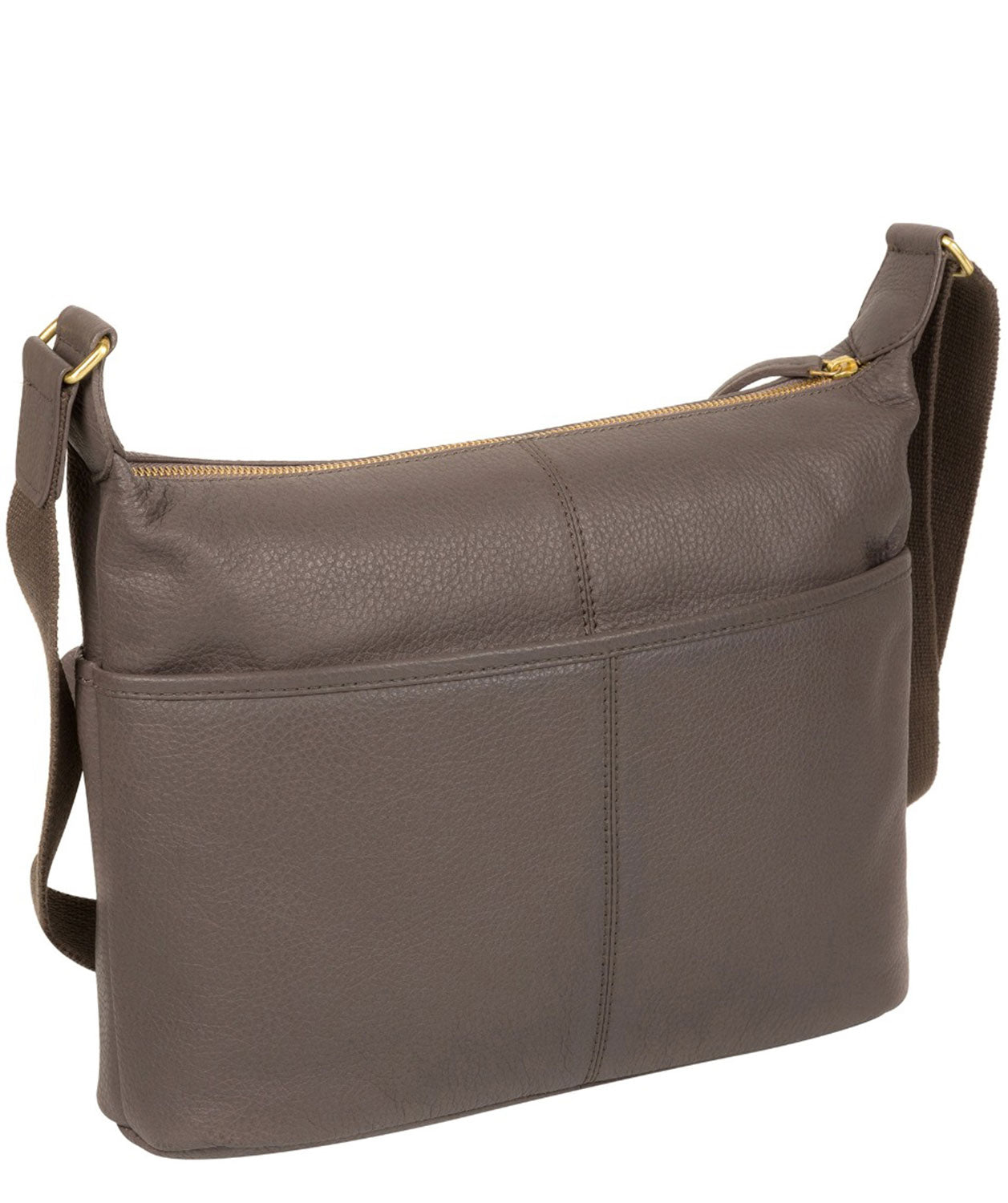 'Helmsley' Grey Leather Shoulder Bag