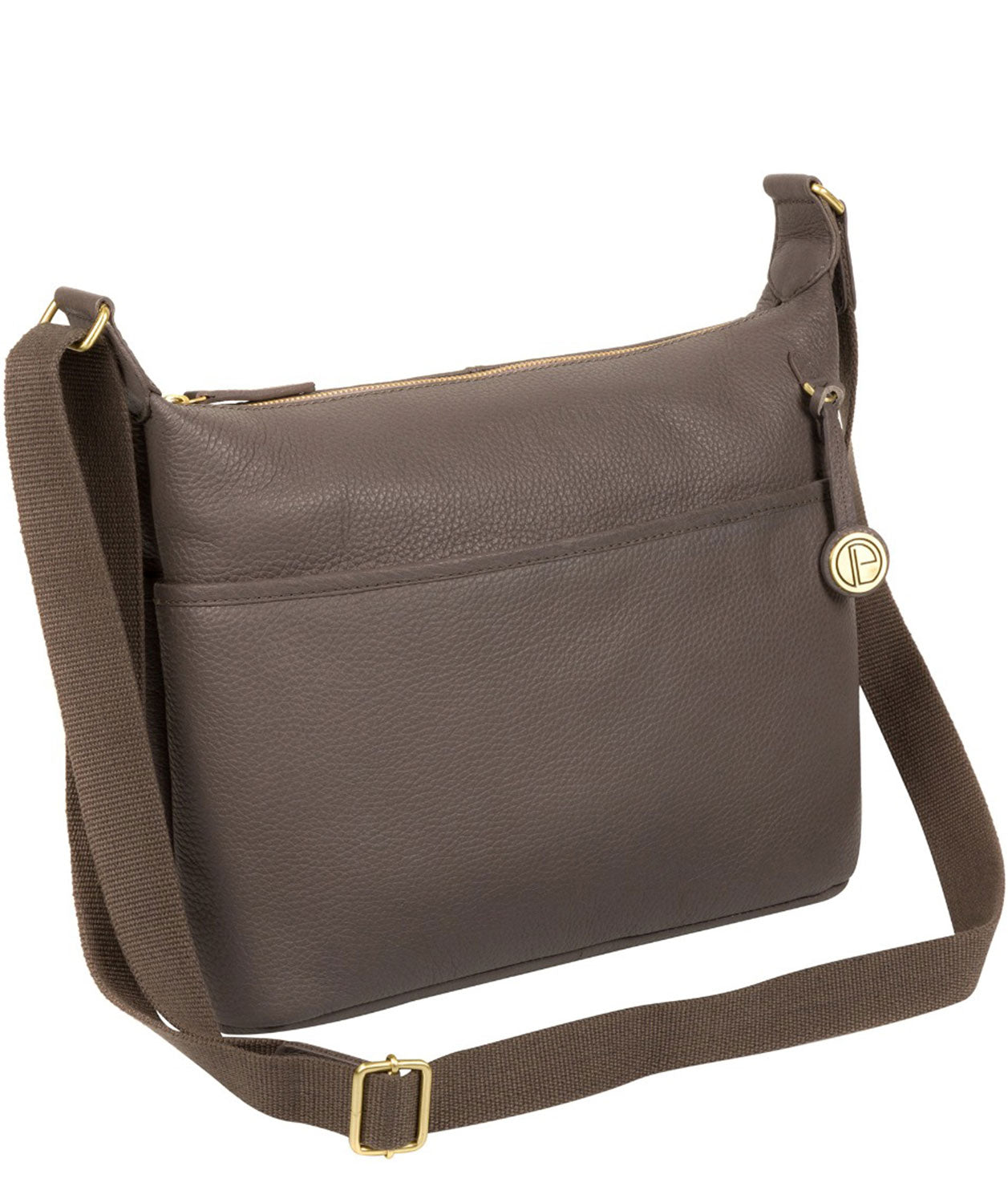 'Helmsley' Grey Leather Shoulder Bag