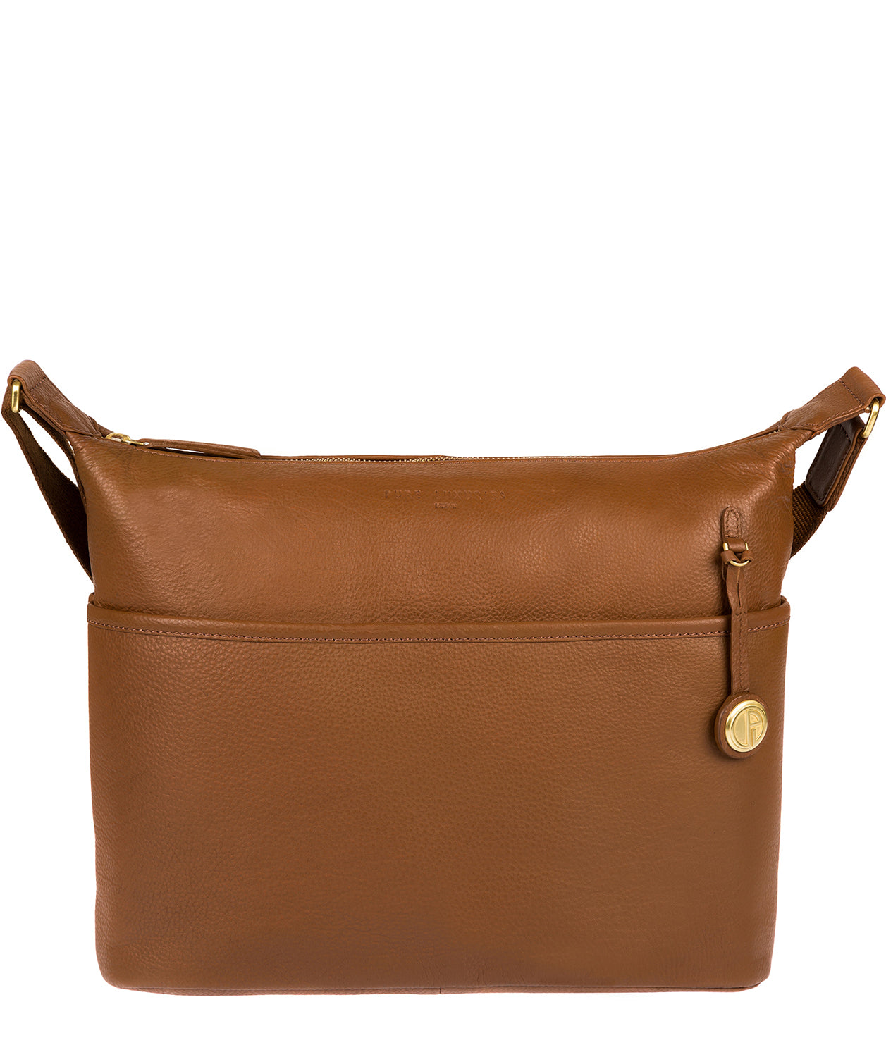 'Helmsley' Tan & Gold Leather Shoulder Bag