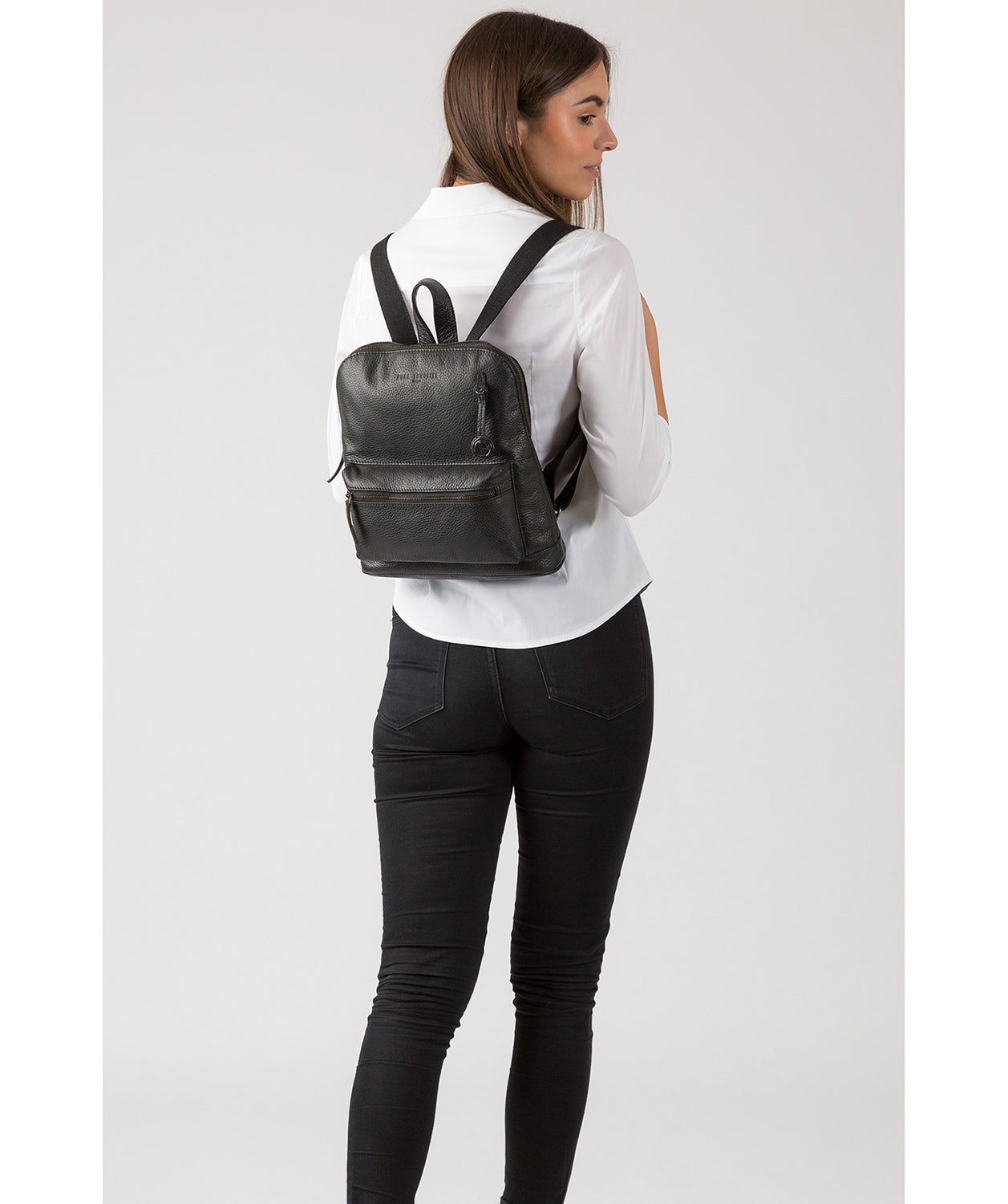 'Ingleby' Black & Platinum-Coloured Detail Leather Backpack
 image 2