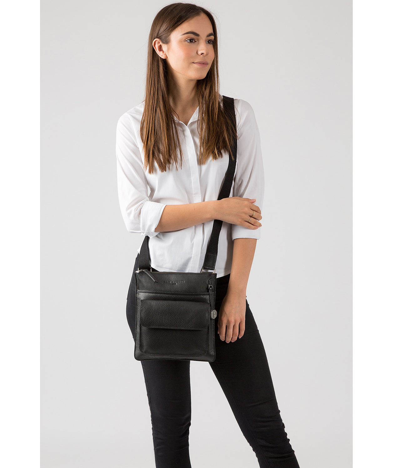 'Jarrow' Black & Platinum-Coloured Detail Bag