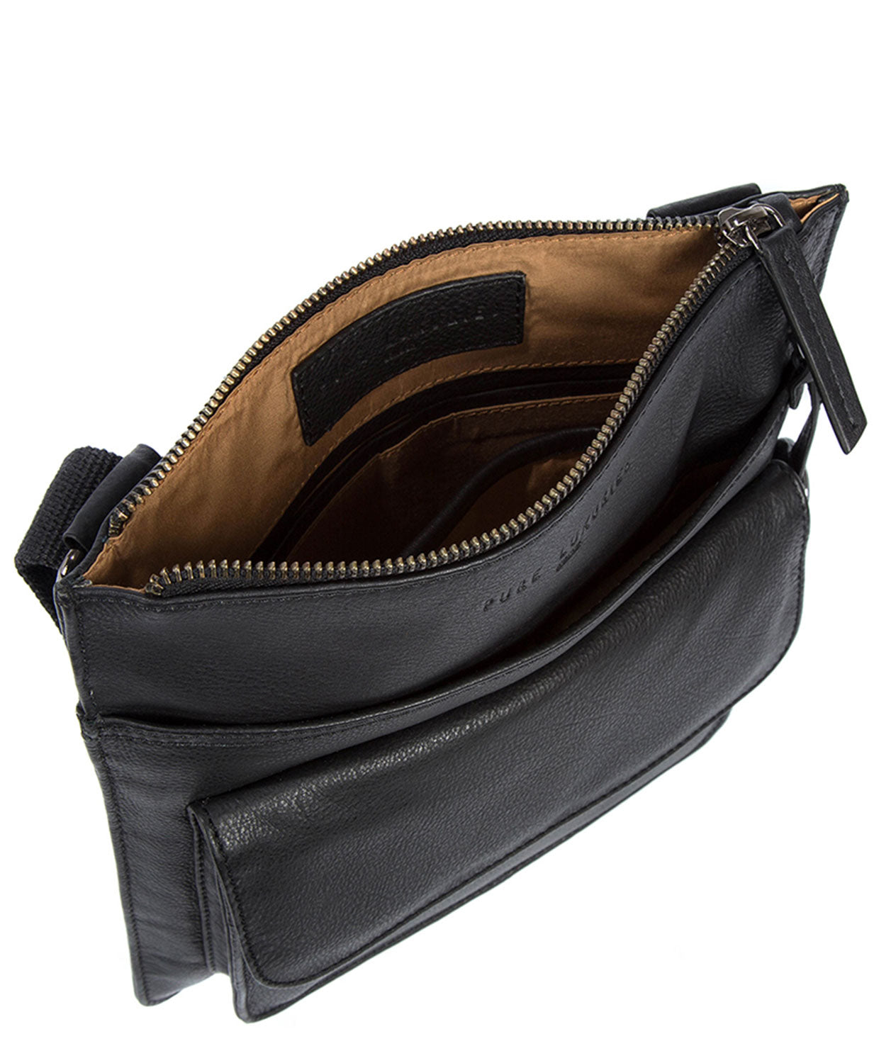 'Jarrow' Black Leather & Platinum-Coloured Detail Bag