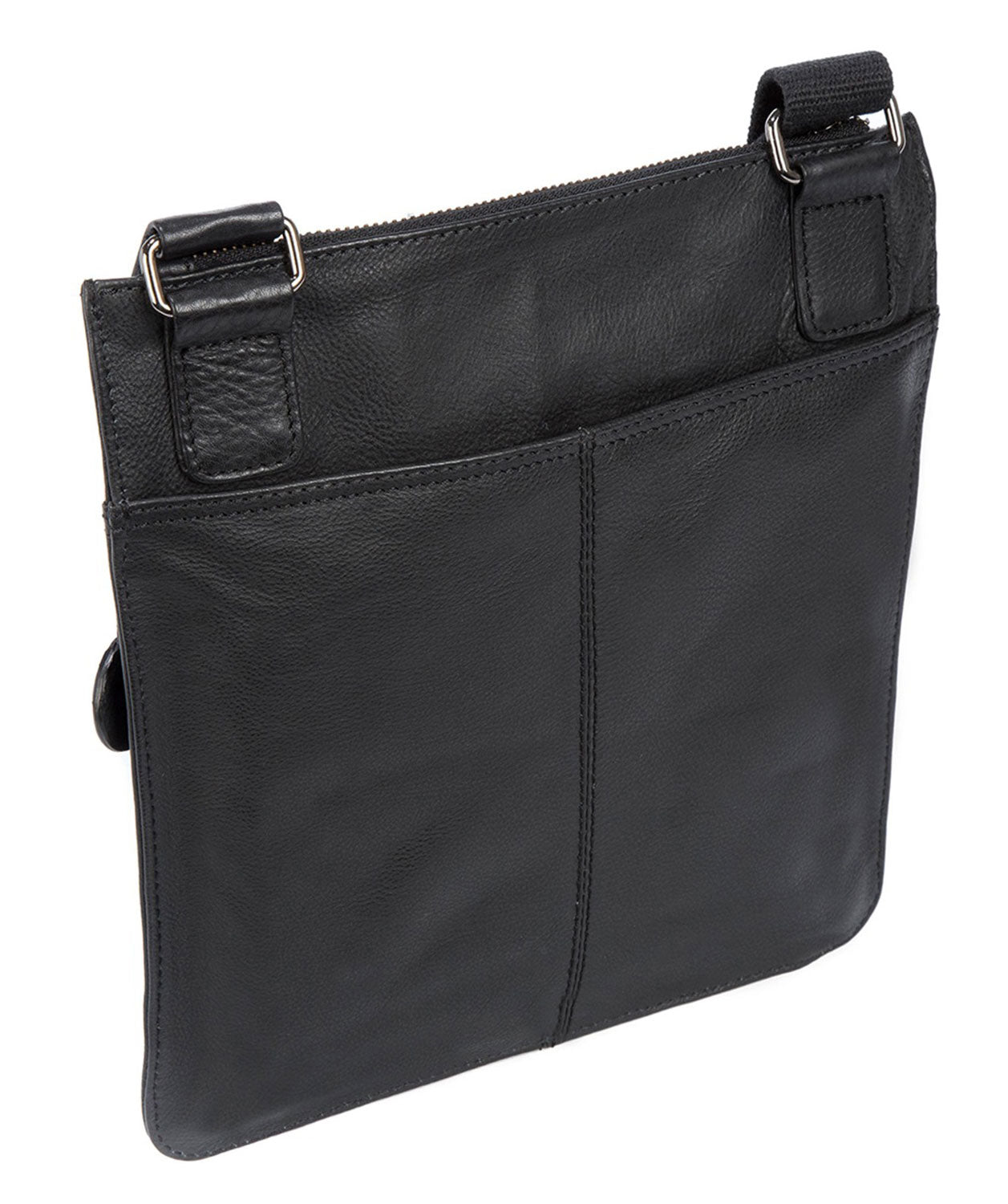 'Jarrow' Black Leather & Platinum-Coloured Detail Bag