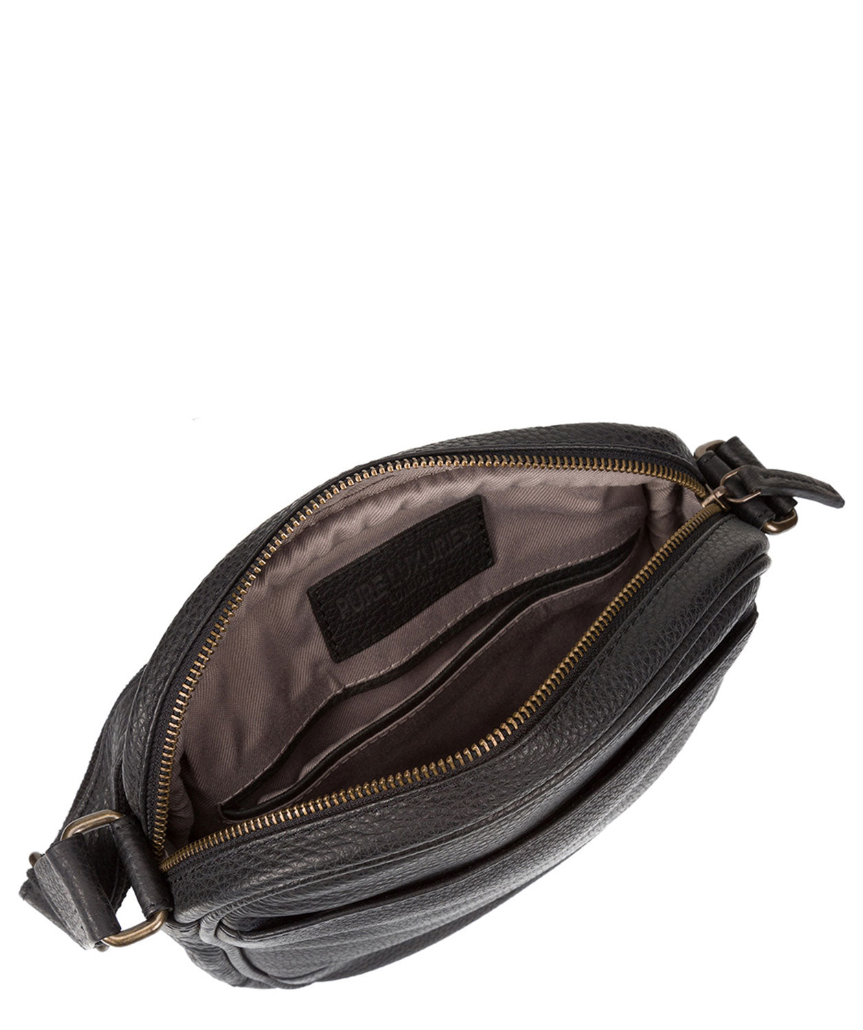 'Flighty' Black Leather Cross Body Bag