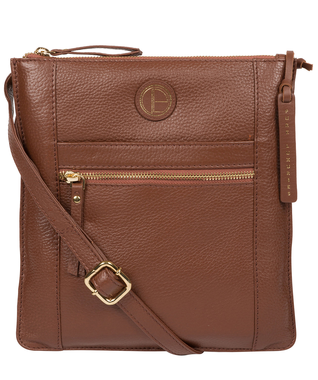 'Topaz' Dark Tan Leather Cross Body Bag Pure Luxuries London