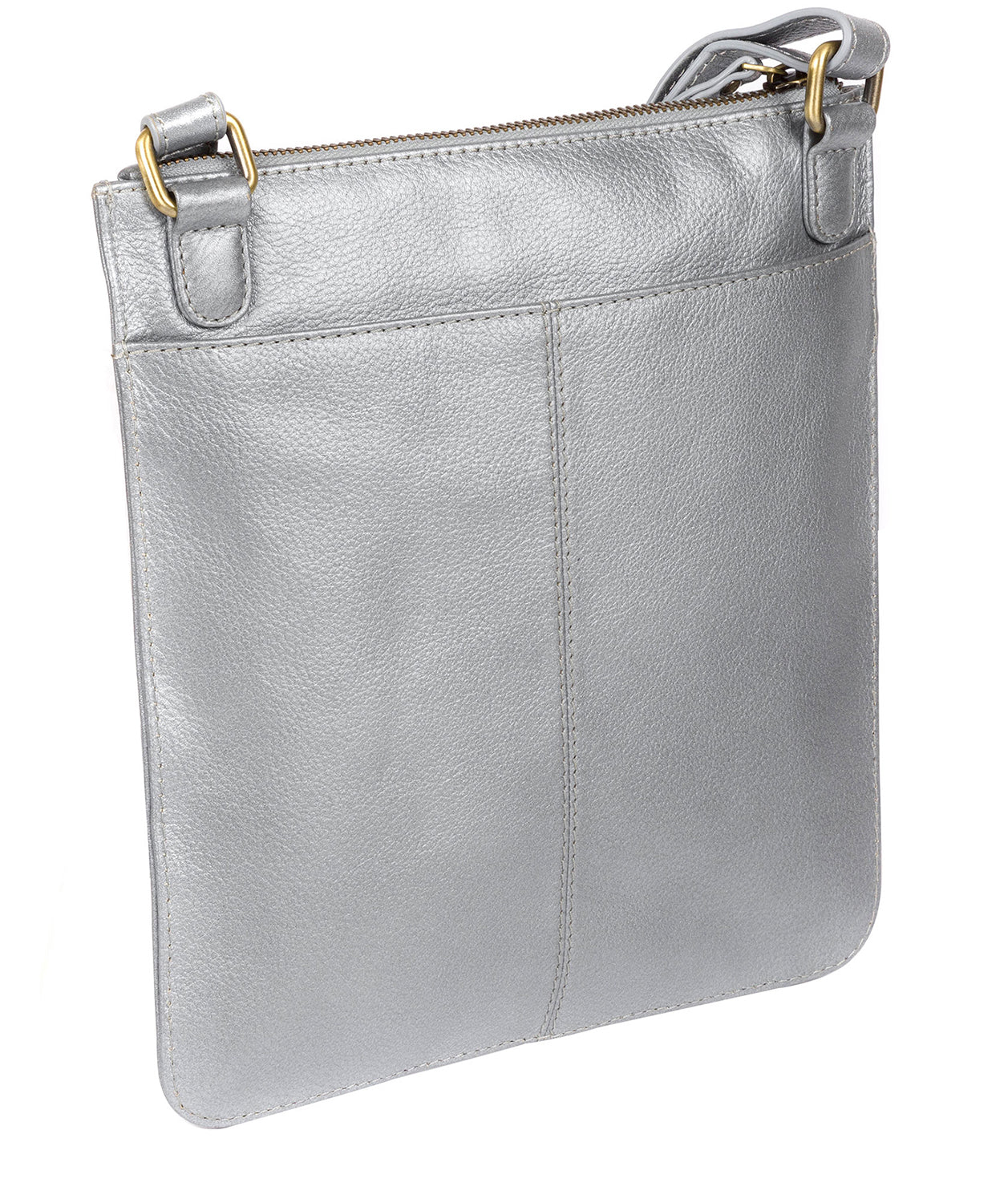 'Topaz' Metallic Silver Leather Cross Body Bag image 3