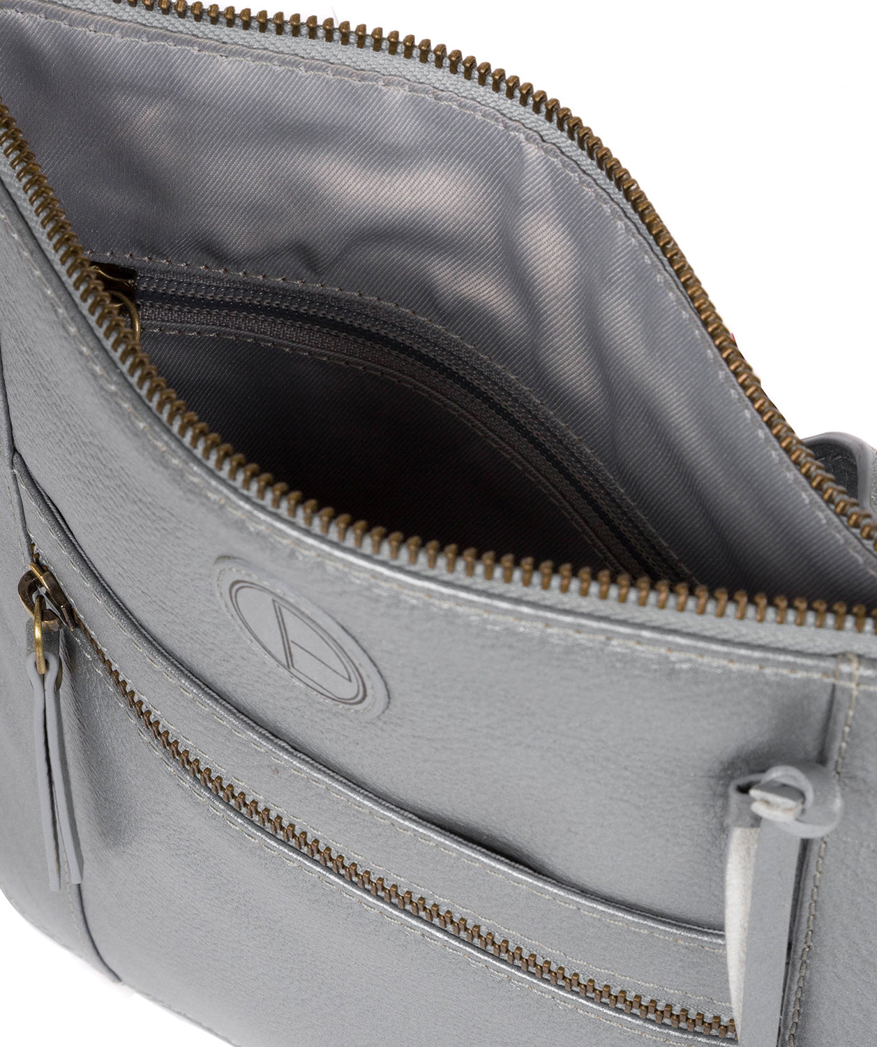 'Topaz' Metallic Silver Leather Cross Body Bag image 4