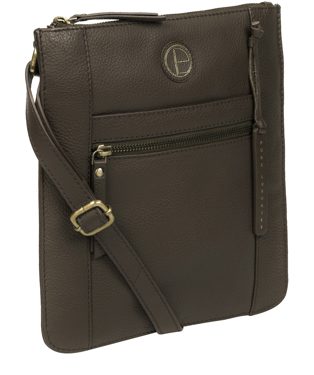 'Topaz' Olive Leather Cross Body Bag Pure Luxuries London