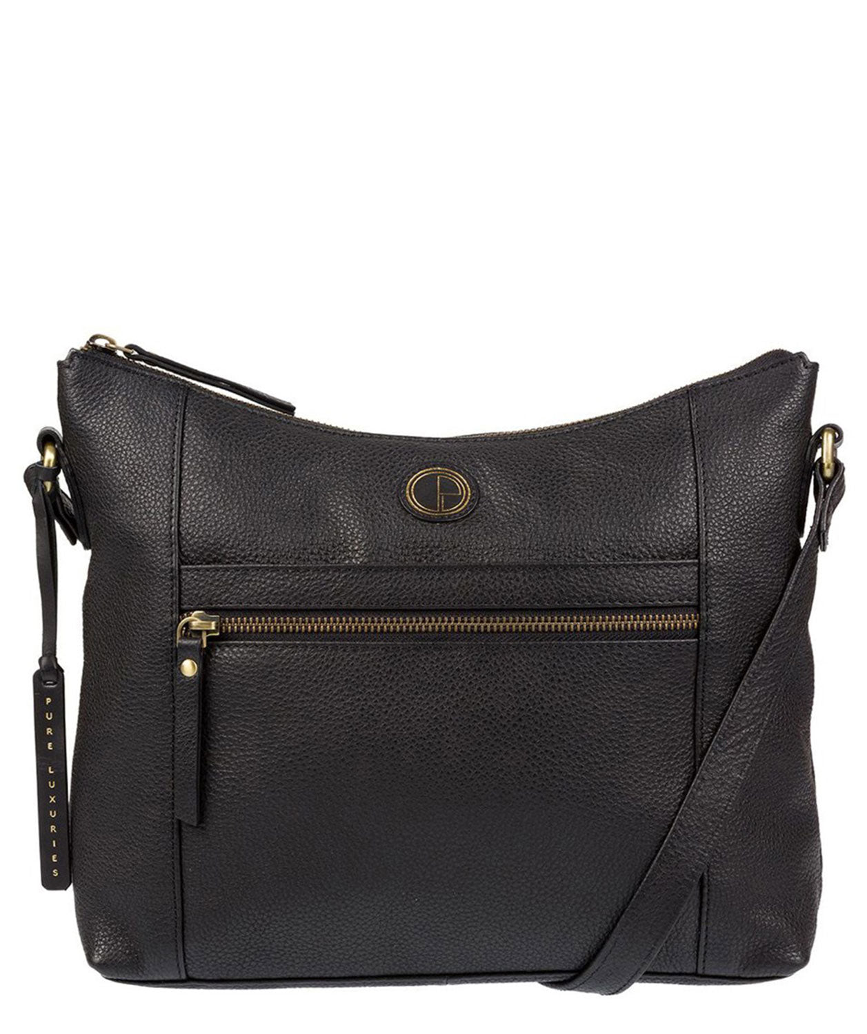 'Sequoia' Black Leather Shoulder Bag