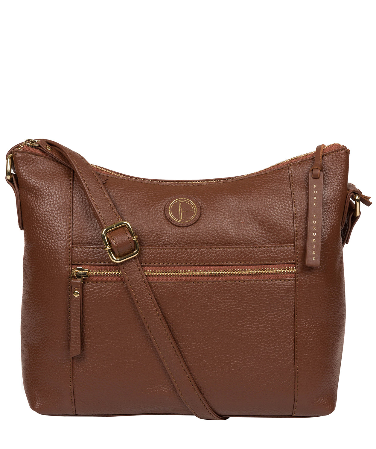 'Sequoia' Dark Tan Leather Shoulder Bag Pure Luxuries London