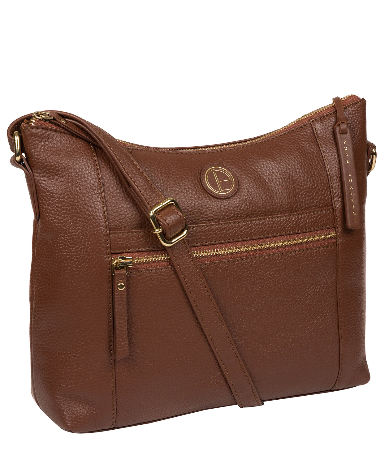 'Sequoia' Dark Tan Leather Shoulder Bag Pure Luxuries London