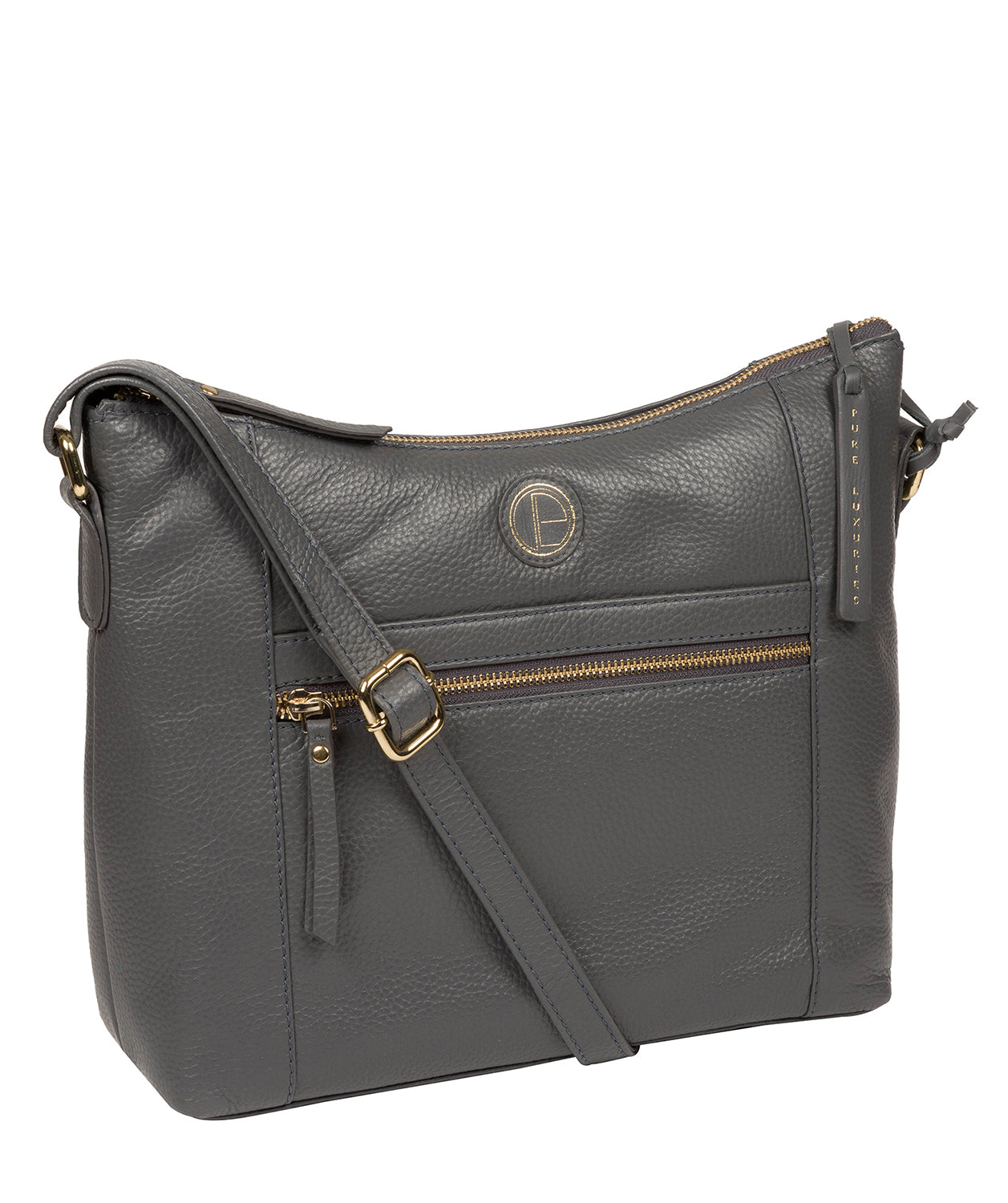 'Sequoia' Grey Leather Shoulder Bag image 5