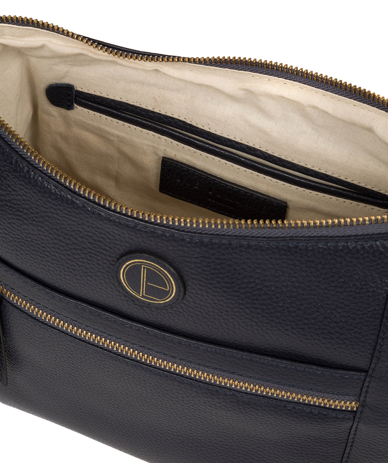 'Sequoia' Navy Leather Shoulder Bag Pure Luxuries London