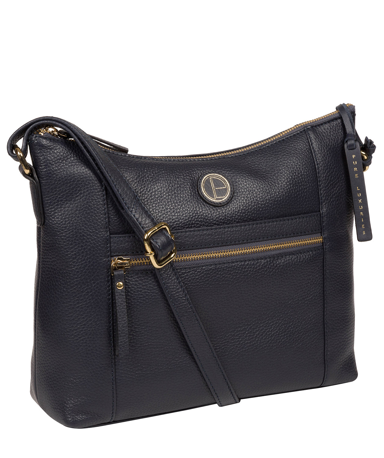 'Sequoia' Navy Leather Shoulder Bag Pure Luxuries London