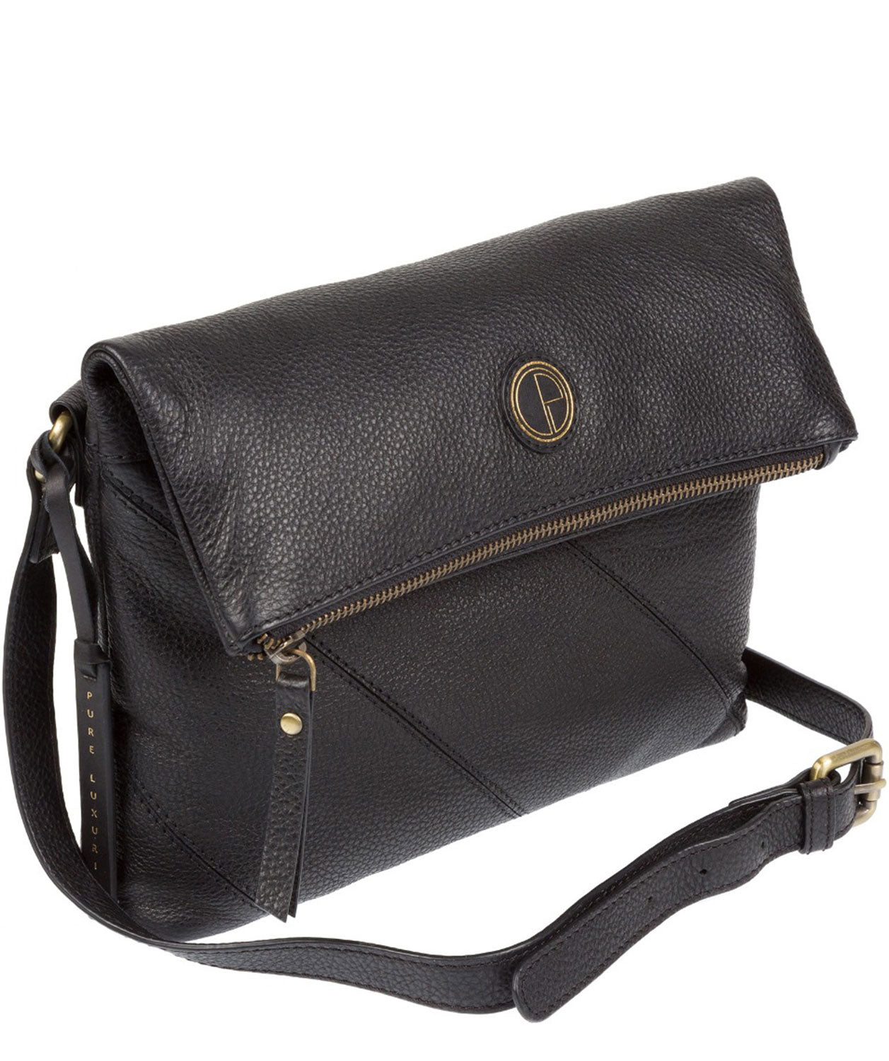 'Korin' Black Leather Cross Body Bag