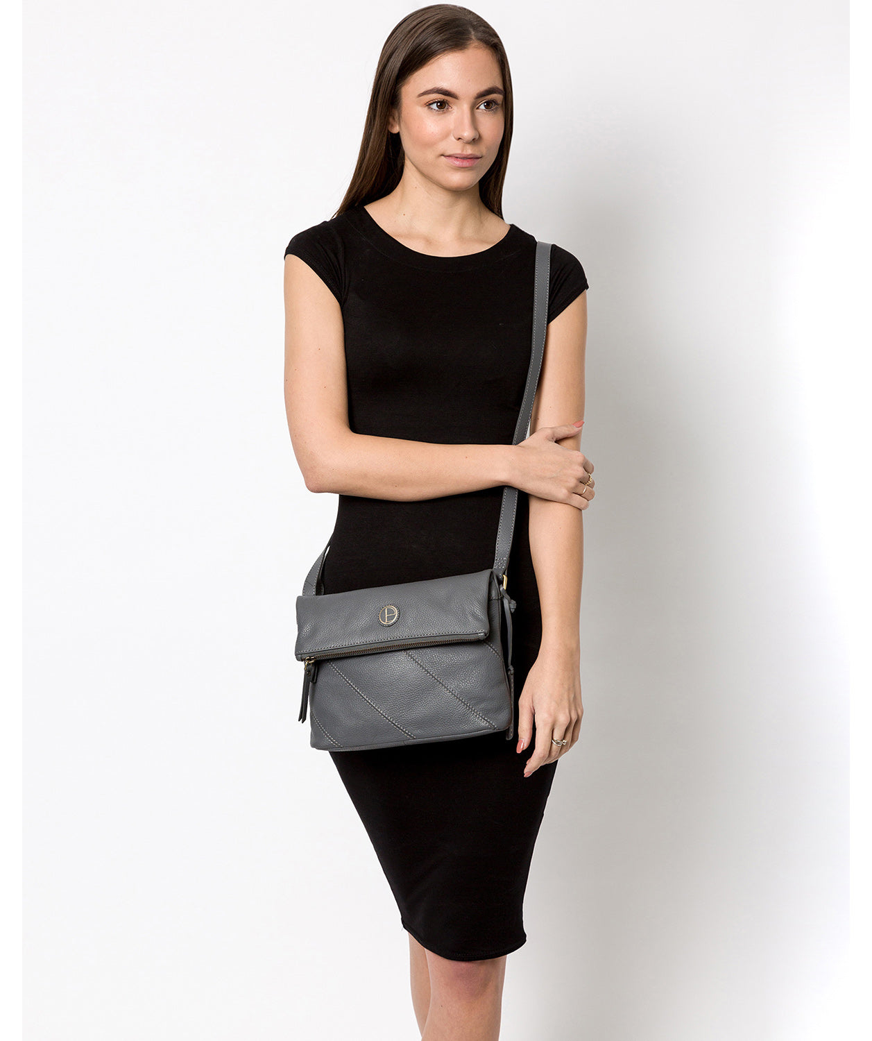 'Korin' Grey Leather Cross Body Bag Pure Luxuries London