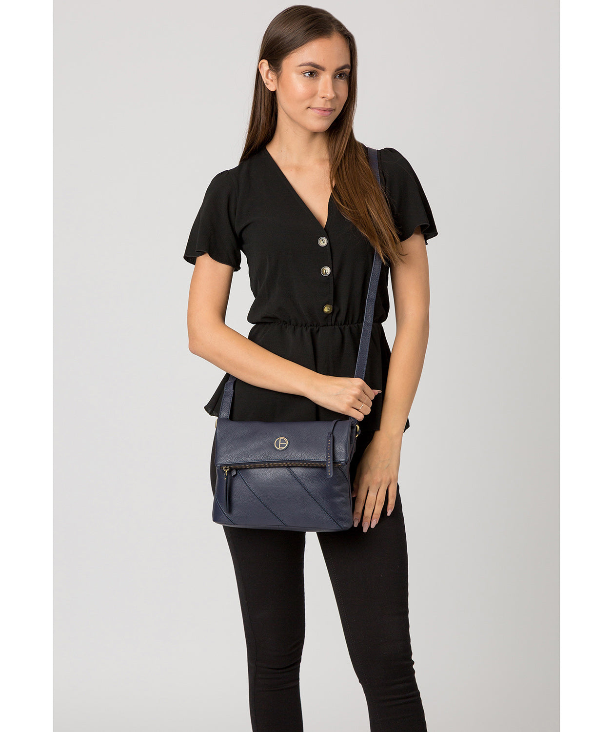 'Korin' Navy Leather Cross Body Bag image 2