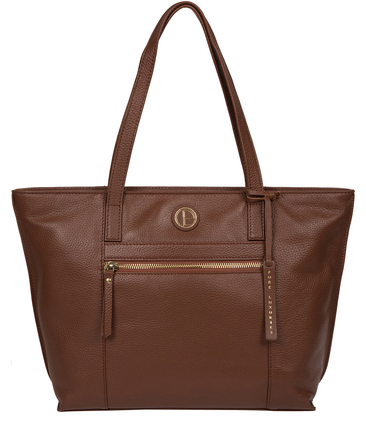 'Skye' Dark Tan Leather Tote Bag Pure Luxuries London