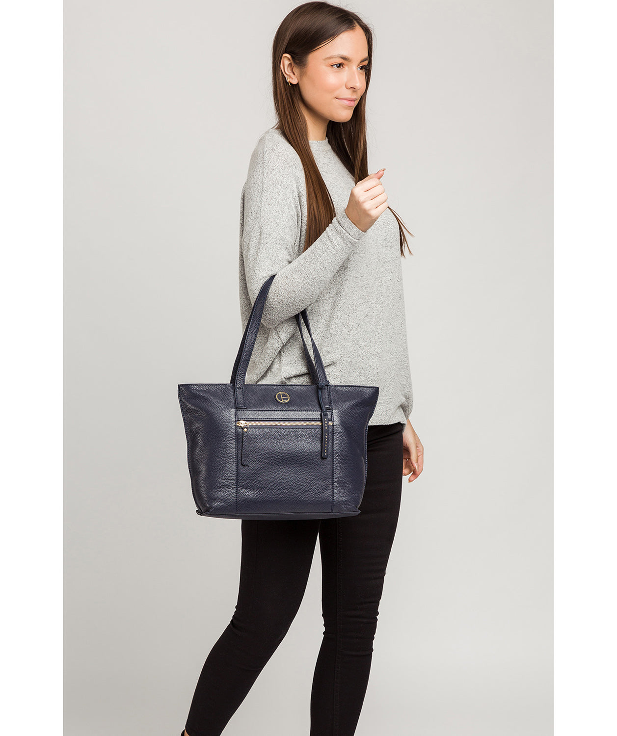 'Skye' Navy Leather Tote Bag Pure Luxuries London