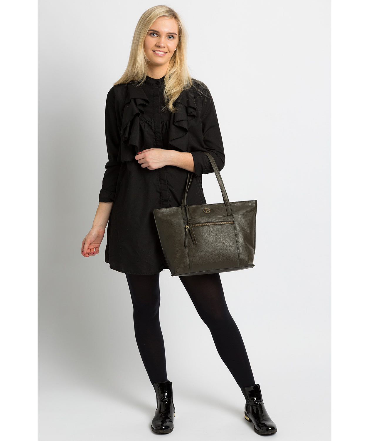 'Skye' Olive Leather Tote Bag Pure Luxuries London