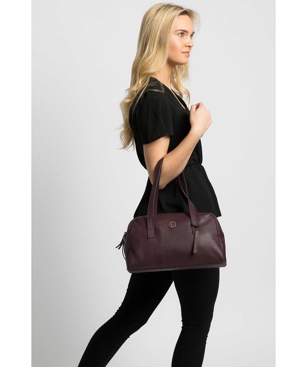 'Pitunia' Plum Leather Handbag Pure Luxuries London