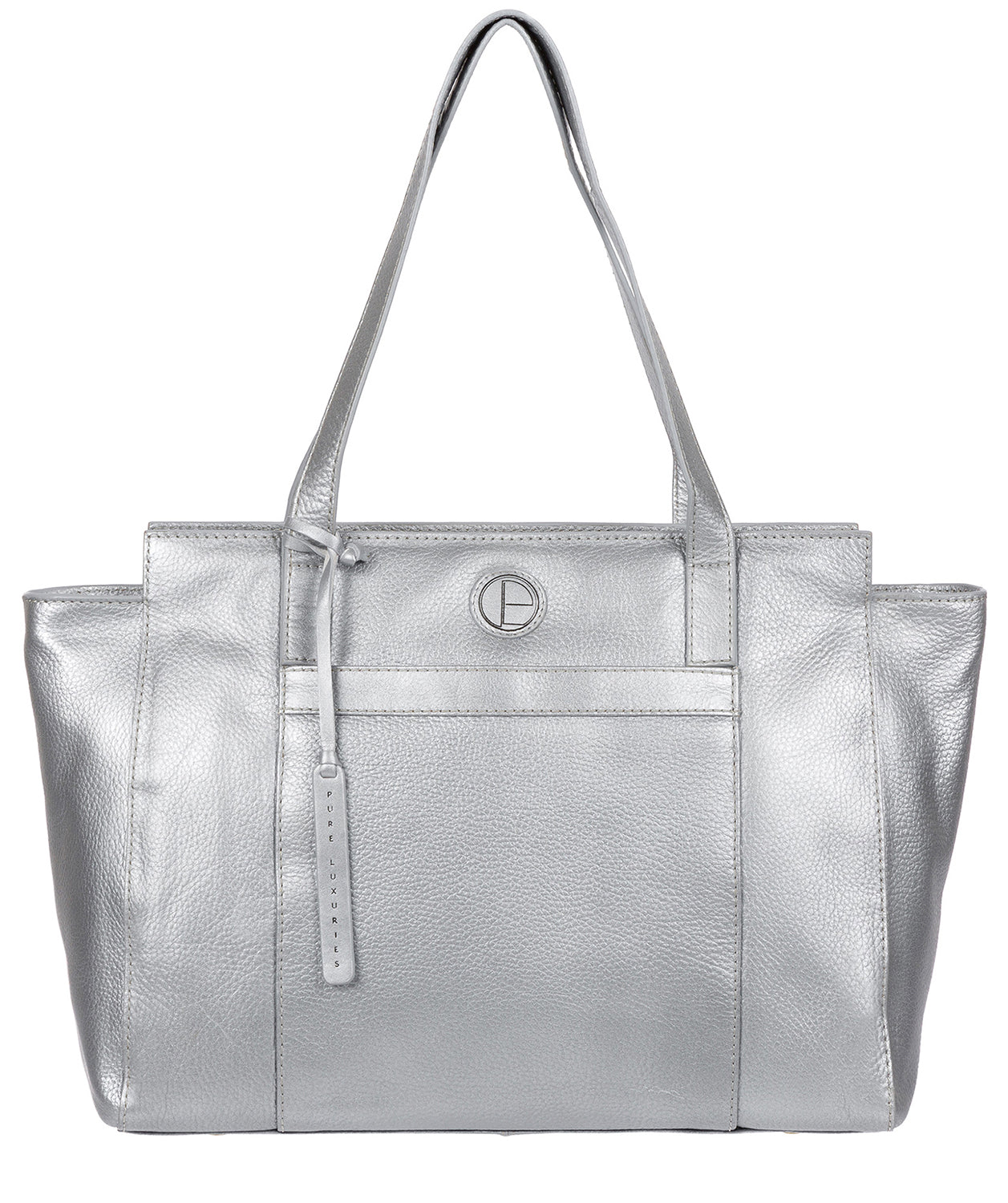 'Dusk' Metallic Silver Leather Shoulder Bag image 1