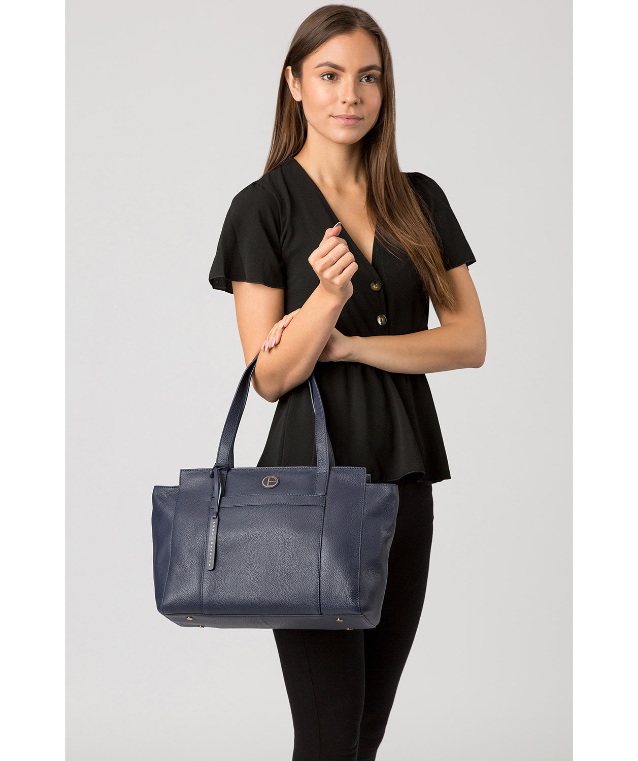 'Dusk' Navy Leather Shoulder Bag image 2