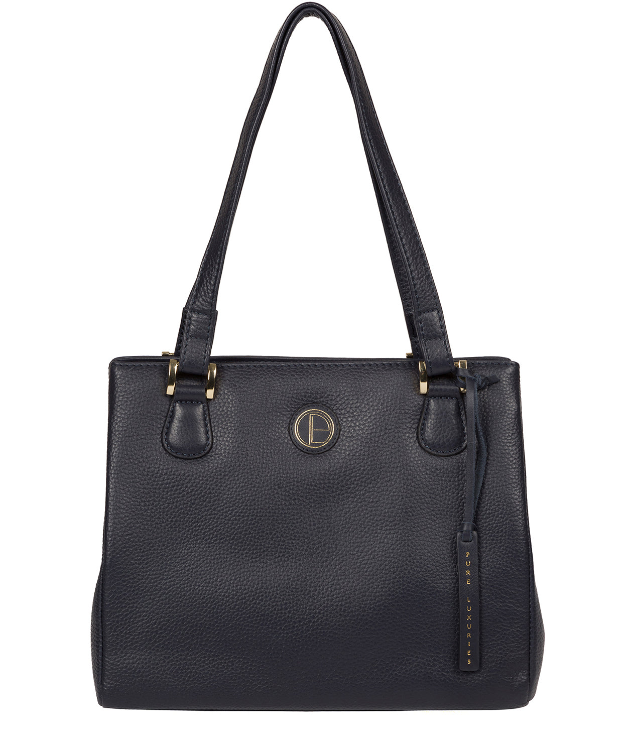 'Milana' Navy Leather Handbag Pure Luxuries London