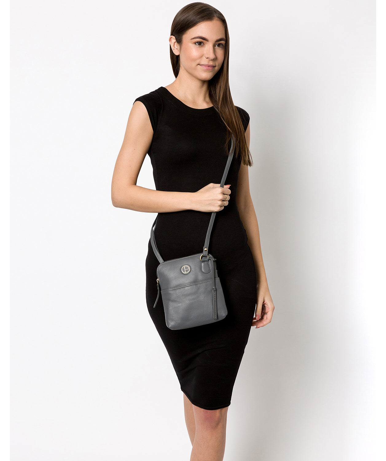 'Orsola' Grey Leather Cross Body Bag image 2