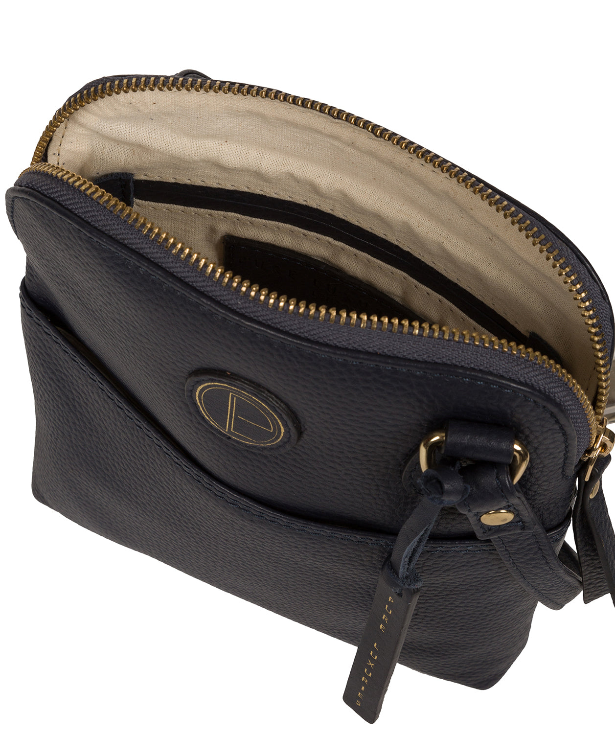 'Orsola' Navy Leather Cross Body Bag Pure Luxuries London