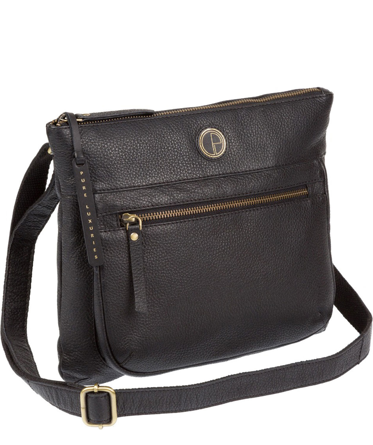 'Serenity' Black Leather Cross Body Bag