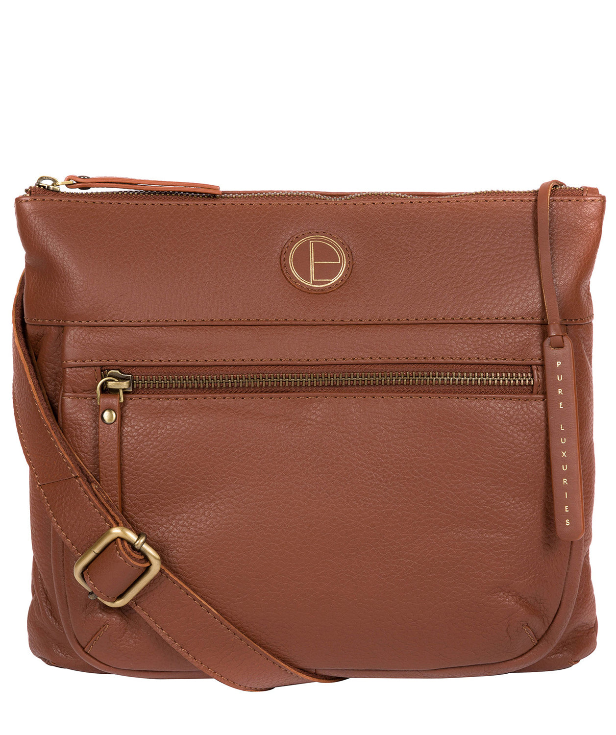 'Serenity' Dark Tan Leather Cross Body Bag Pure Luxuries London