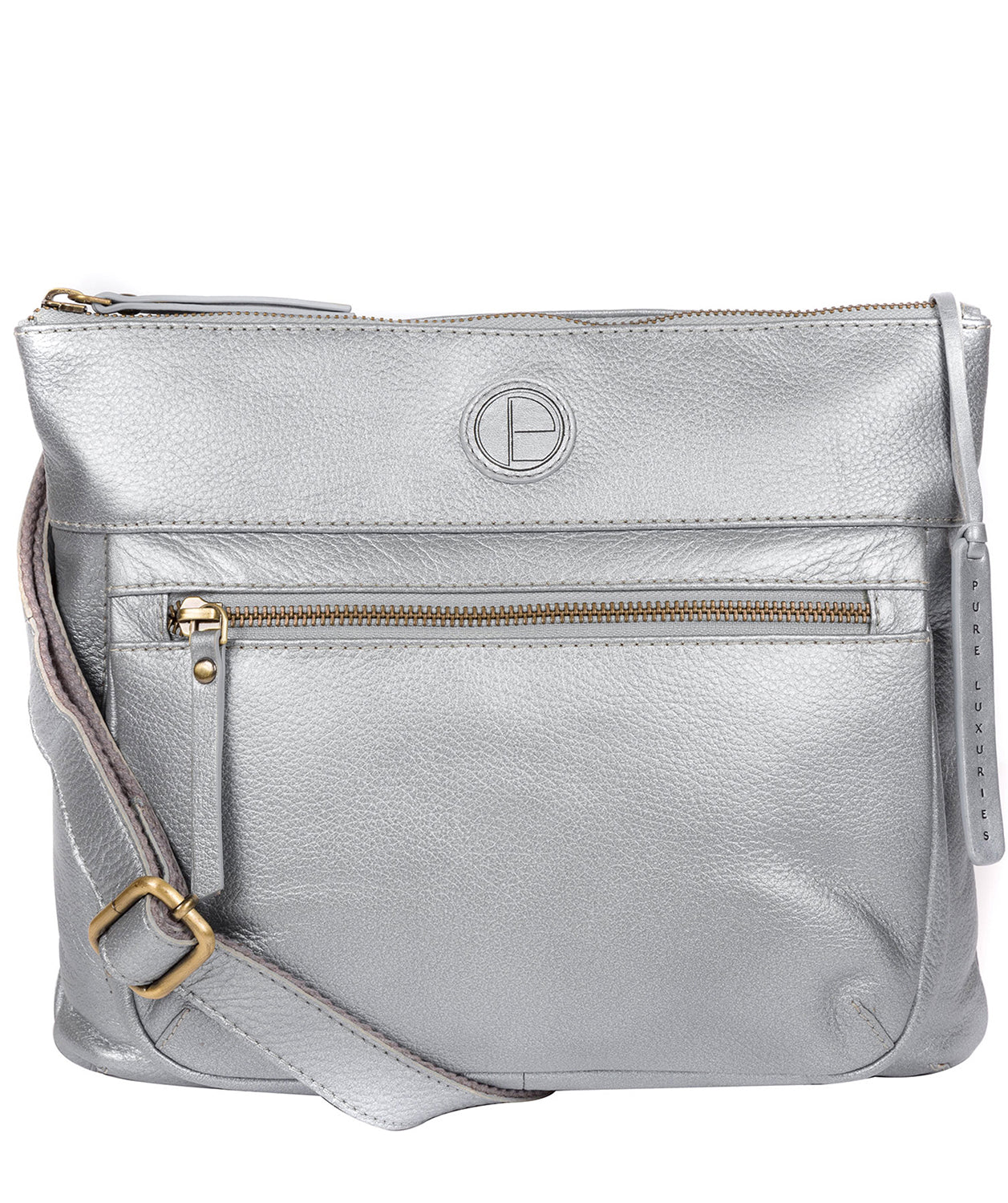 'Serenity' Metallic Silver Leather Cross Body Bag image 1