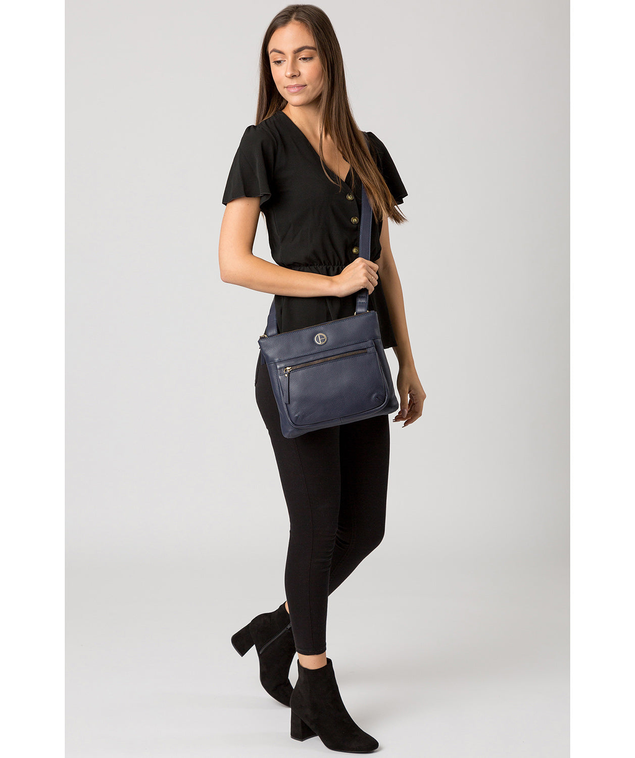 'Serenity' Navy Leather Cross Body Bag image 2