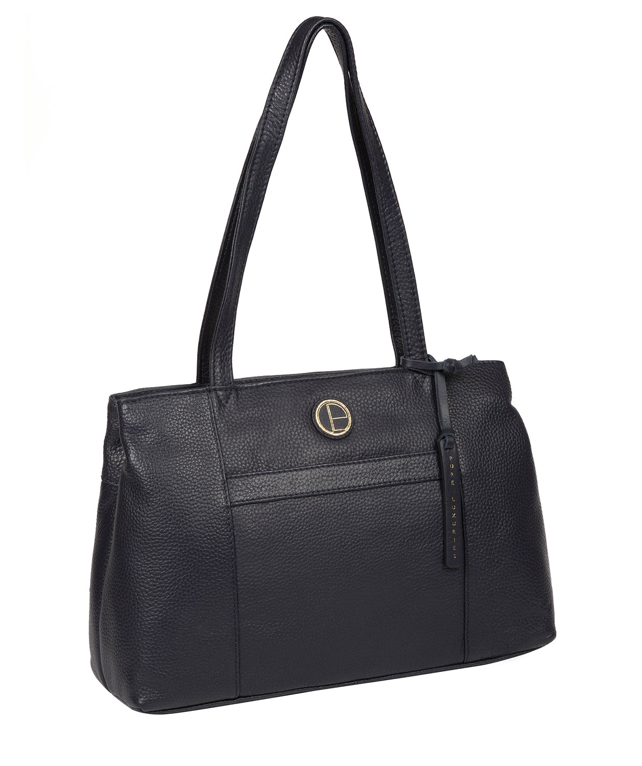 'Mist' Navy Leather Handbag Pure Luxuries London